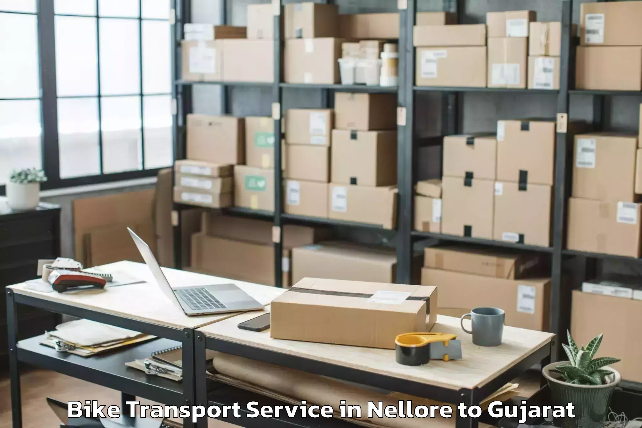 Book Nellore to Sabarmati University Ahmedabad Bike Transport Online